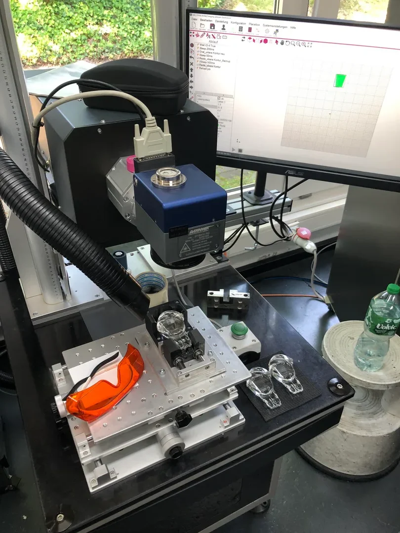 UV laser deep engraving on lenses