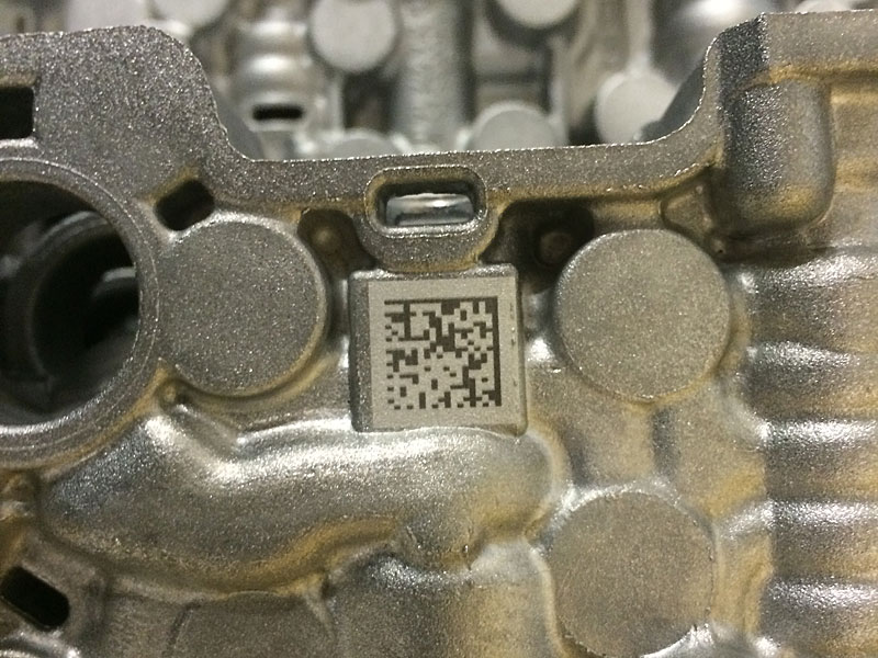 DataMatrix code on an aluminium cast part